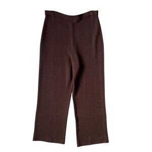 St John Santana Knit Pants Size 12 Chocolate Brown Wide Leg Quiet Luxury Capsule